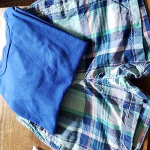 The Children's Place Baby Boy Plaid Chino Shorts-Mellow Aqua and Tee Renew Blue